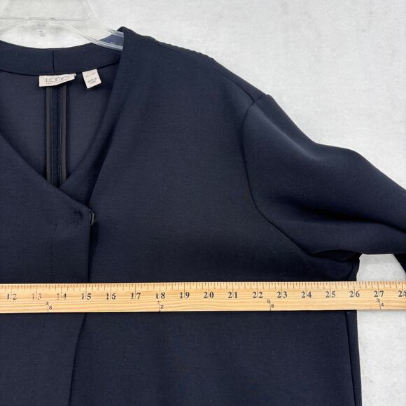 LOGO Lori Goldstein Long Jacket Size XL Black Scuba Ponte Knit Single Snap Coat - Picture 6 of 9